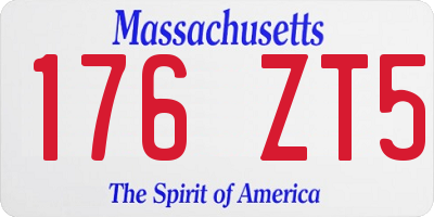 MA license plate 176ZT5