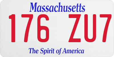 MA license plate 176ZU7