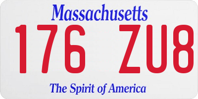 MA license plate 176ZU8