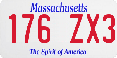 MA license plate 176ZX3