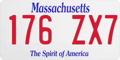 MA license plate 176ZX7