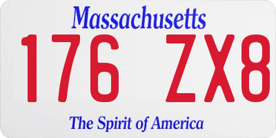 MA license plate 176ZX8