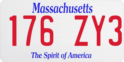 MA license plate 176ZY3