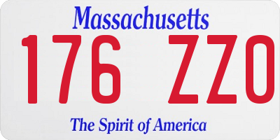 MA license plate 176ZZ0
