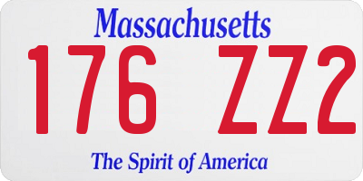 MA license plate 176ZZ2