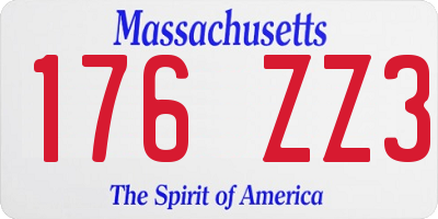 MA license plate 176ZZ3