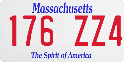 MA license plate 176ZZ4
