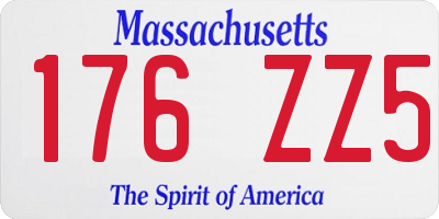 MA license plate 176ZZ5