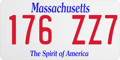 MA license plate 176ZZ7