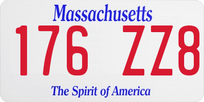 MA license plate 176ZZ8