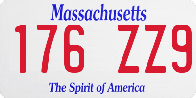 MA license plate 176ZZ9