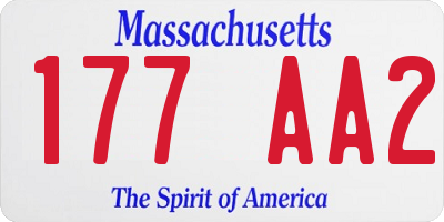 MA license plate 177AA2