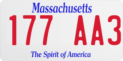 MA license plate 177AA3