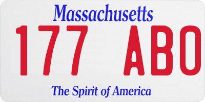MA license plate 177AB0