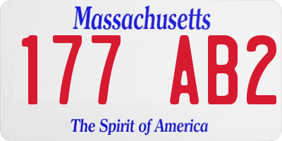 MA license plate 177AB2