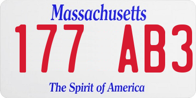 MA license plate 177AB3