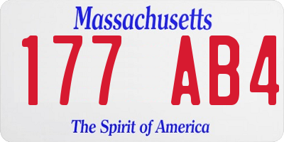MA license plate 177AB4