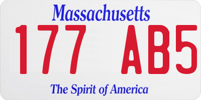 MA license plate 177AB5