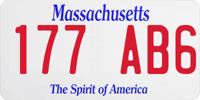 MA license plate 177AB6