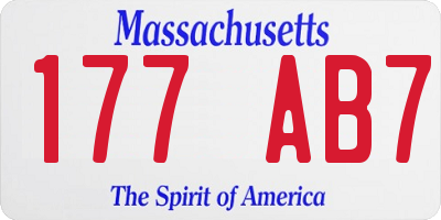 MA license plate 177AB7
