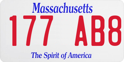 MA license plate 177AB8