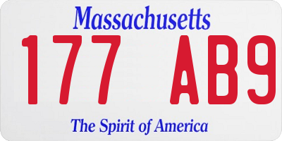 MA license plate 177AB9