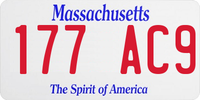 MA license plate 177AC9