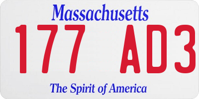 MA license plate 177AD3