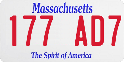 MA license plate 177AD7