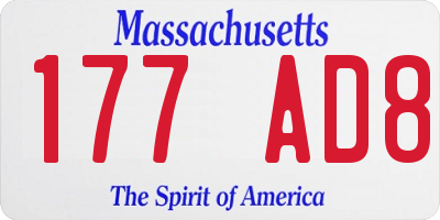 MA license plate 177AD8