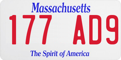 MA license plate 177AD9