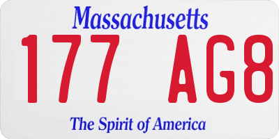MA license plate 177AG8