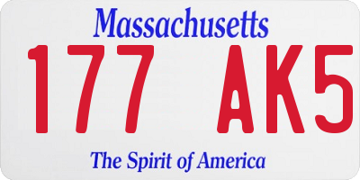 MA license plate 177AK5