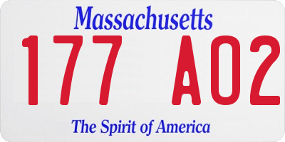 MA license plate 177AO2