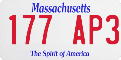 MA license plate 177AP3