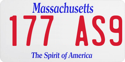 MA license plate 177AS9