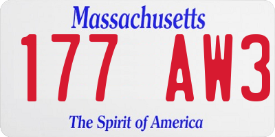 MA license plate 177AW3