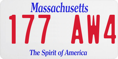 MA license plate 177AW4