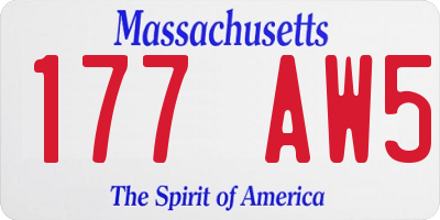 MA license plate 177AW5