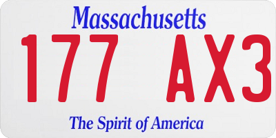 MA license plate 177AX3