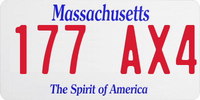 MA license plate 177AX4