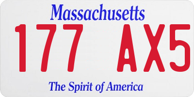 MA license plate 177AX5