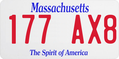 MA license plate 177AX8