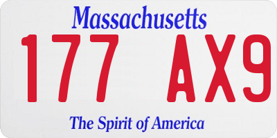 MA license plate 177AX9