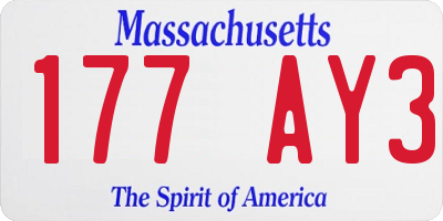 MA license plate 177AY3