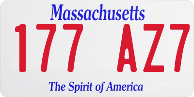 MA license plate 177AZ7