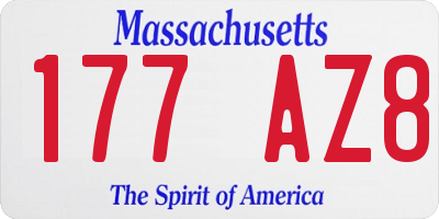 MA license plate 177AZ8