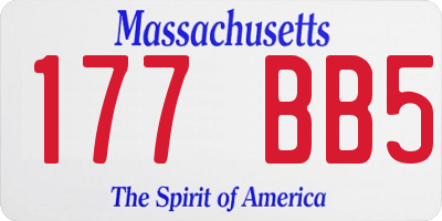 MA license plate 177BB5