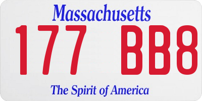 MA license plate 177BB8