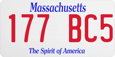 MA license plate 177BC5